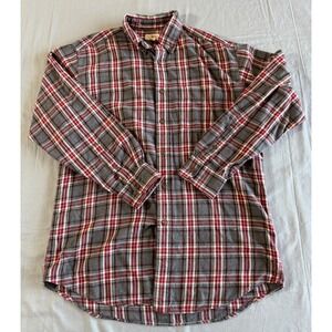 VINTAGE‎ J. Crew Flannel Shirt Mens Medium Oarsman Red Gray Plaid Preppy 90s